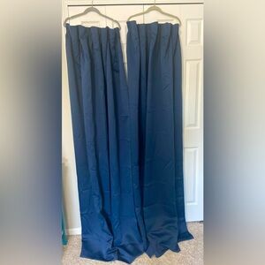 Pinch pleat panel curtains (2). Navy. Jade Poke. 39Wx70L